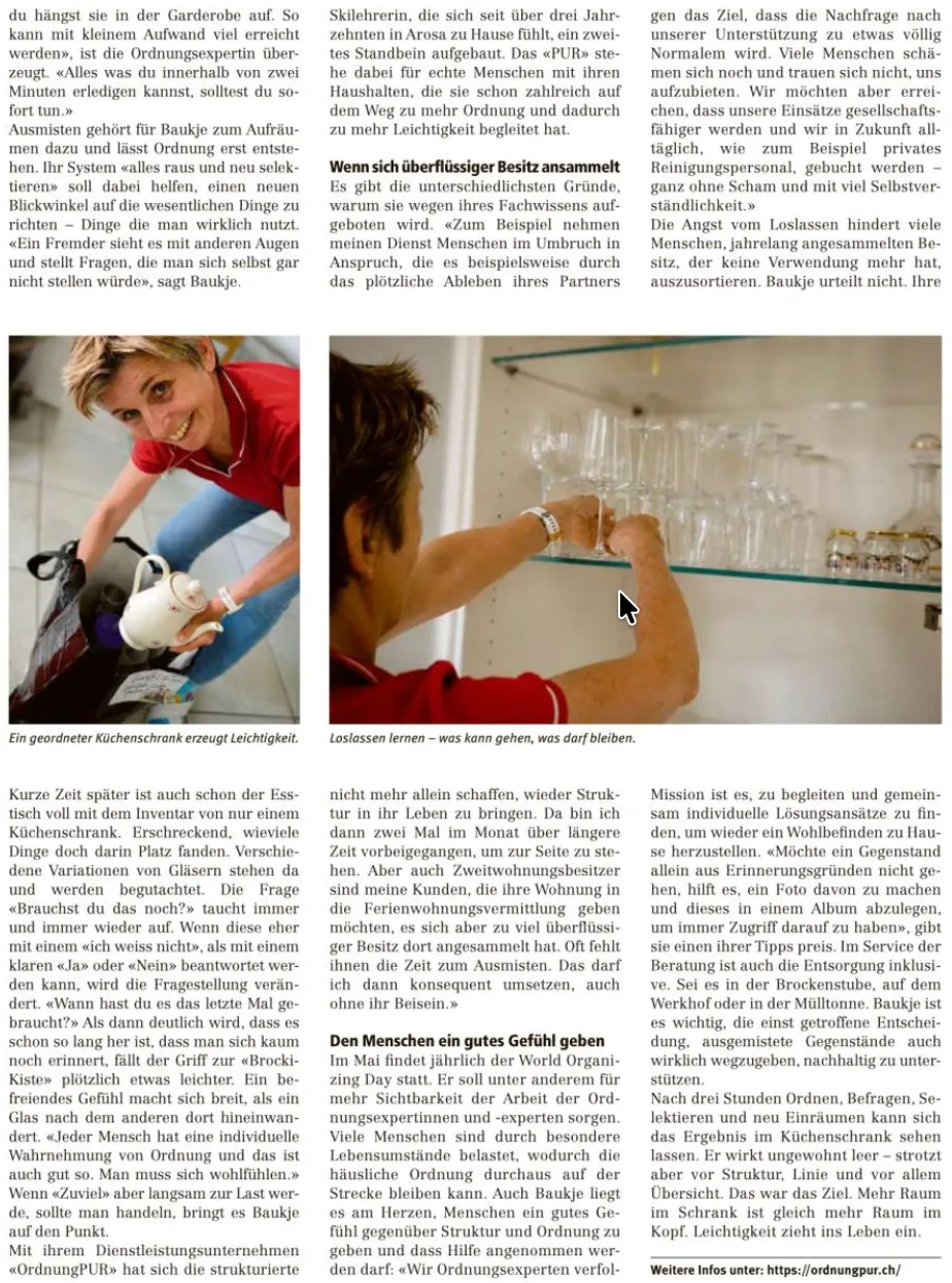 Ausschnitt Aroser Zeitung Ordnung mit Baukje